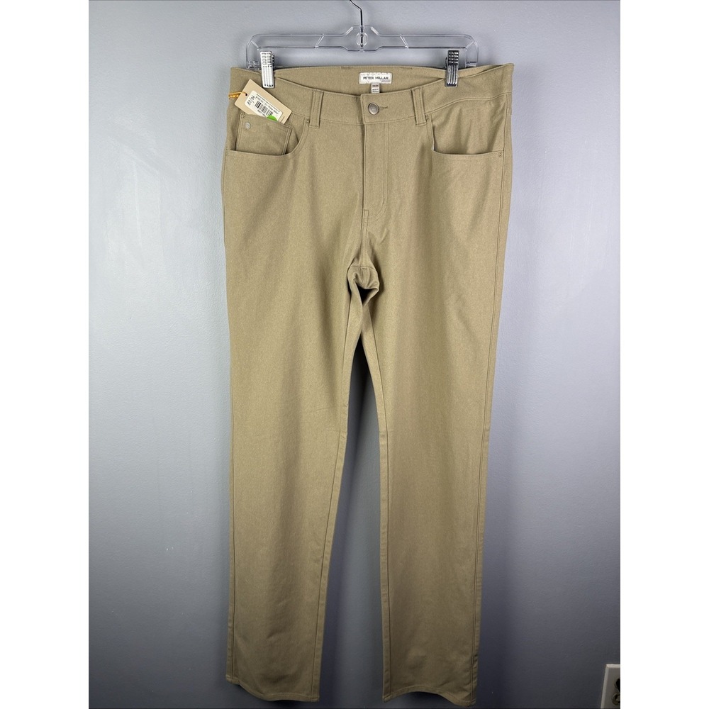 Peter Millar Brevard Performance Flannel Pants Brown Size 33x34 Tan $180
